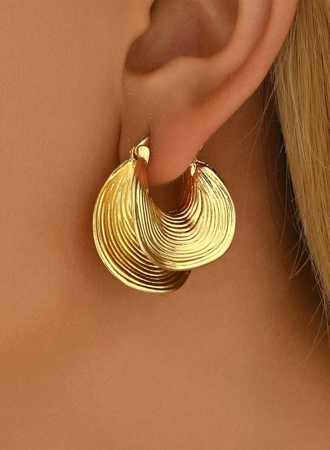 دايفو أقراط حلقية ملتوية للنساء بتصميم طبقات، مجوهرات أنيقة مضادة للحساسية، هدية مثالية لحفلات الزفاف والمناسبات والاستخدام اليومي - Image 3